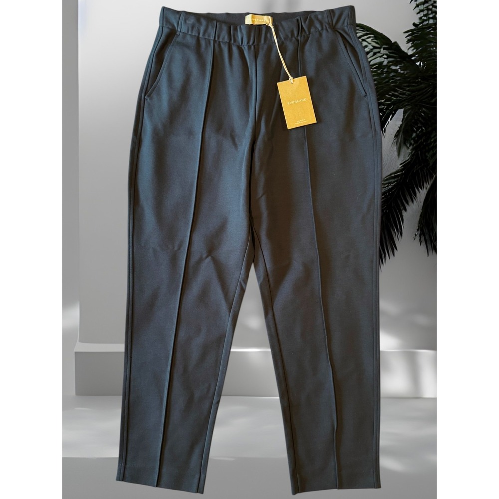 Everlane The Dream Pant Navy Pintuck Tapered Ponte Knit Work Office Women's L